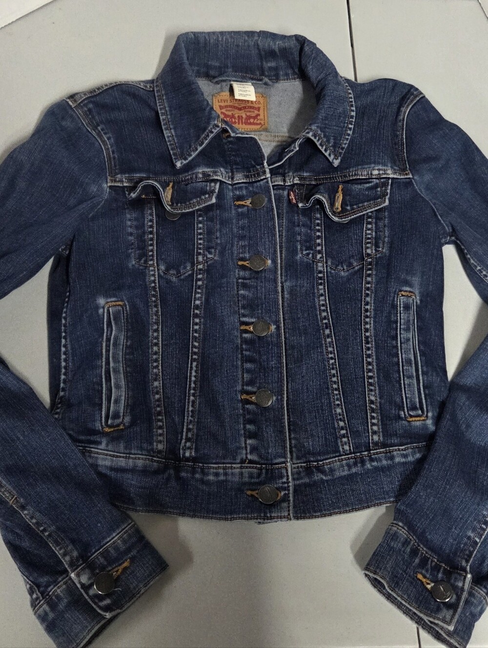 Levi's Blue Denim Jacket with Brown Patch XS